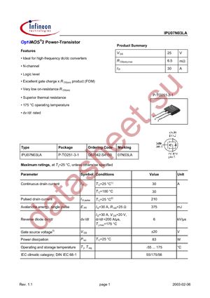 IPU07N03LA datasheet  